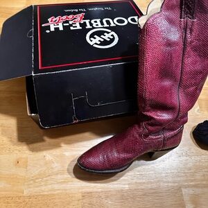 Double-H Boots Red Snakeskin Cowboy Boots